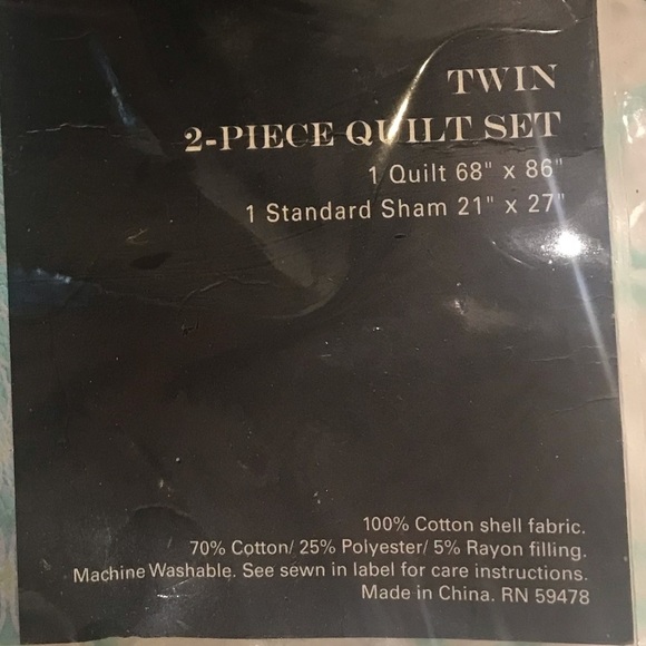 Max Studio Twin Bed Quilt Set Teal Floral Print - Picture 10 of 15